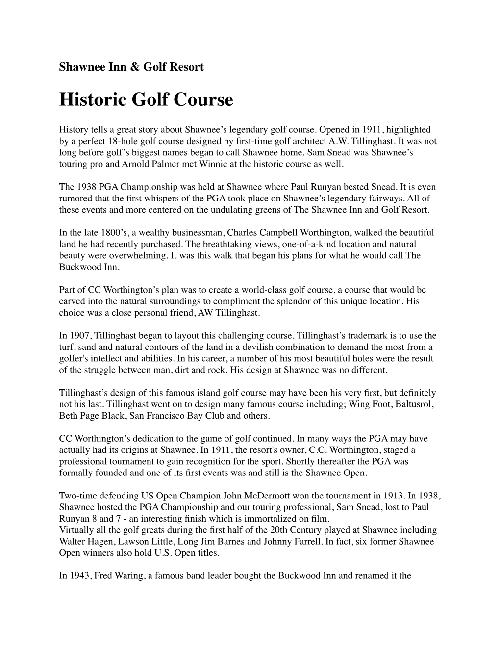 Historic Golf Course