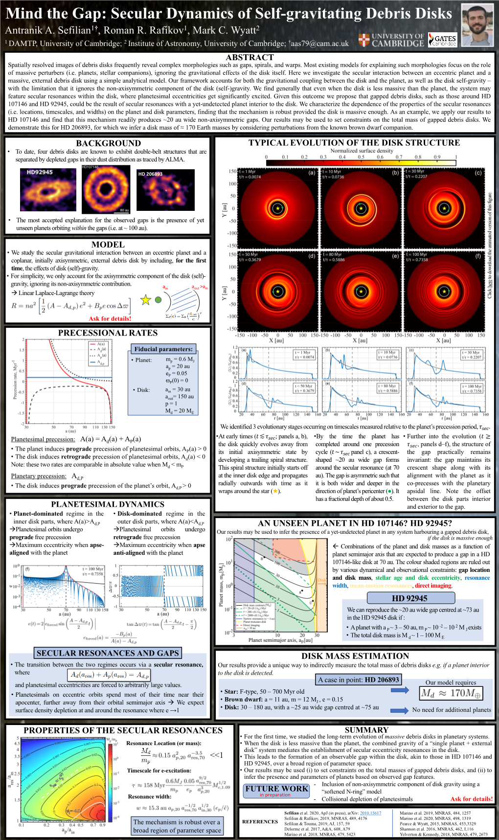 Mind the Gap: Secular Dynamics of Self-Gravitating Debris Disks Antranik A