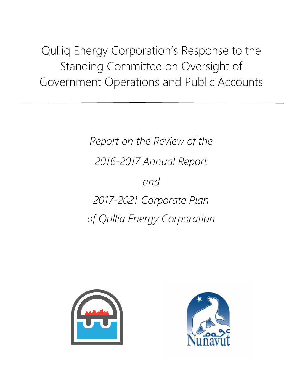 Qulliq Energy Corporation's Response to the Standing Committee On