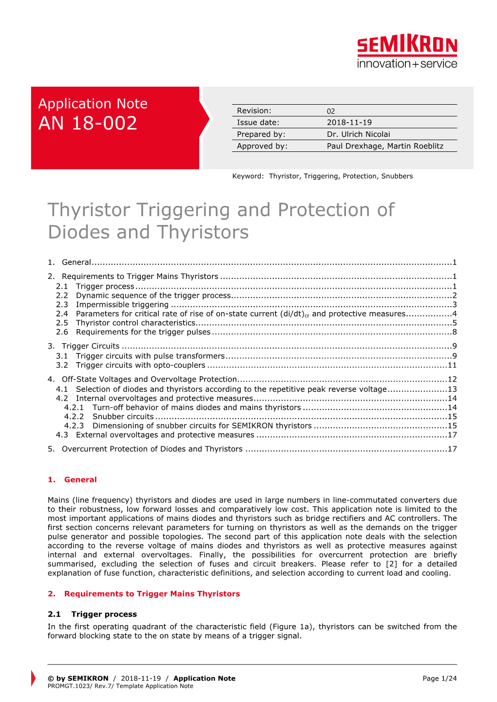 Thyristor Triggering and Protection of Diodes and Thyristors