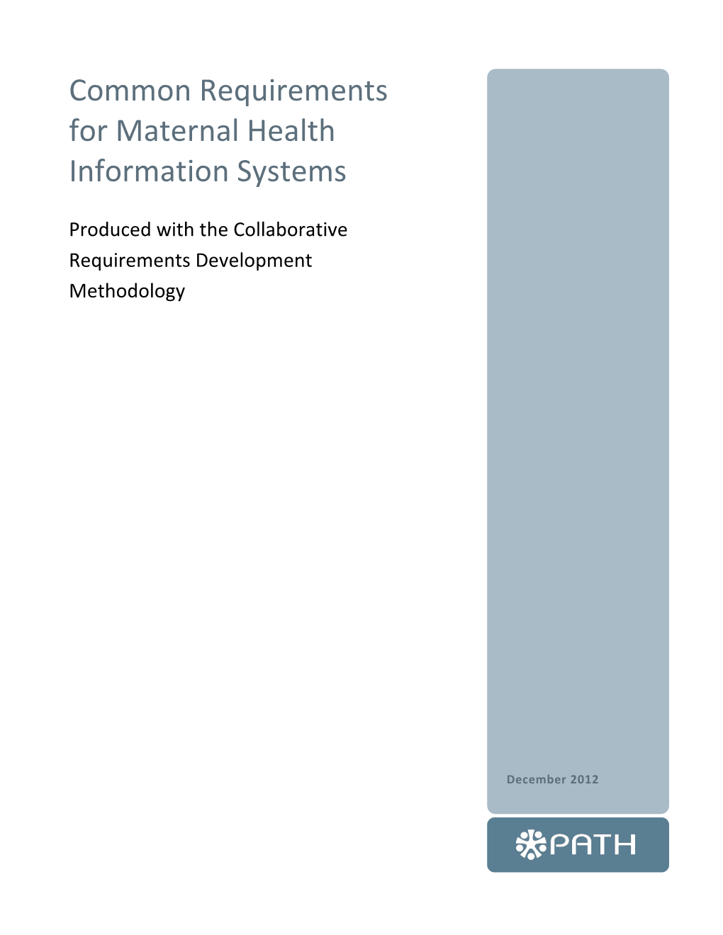 Common Requirements for Maternal Health Information Systems