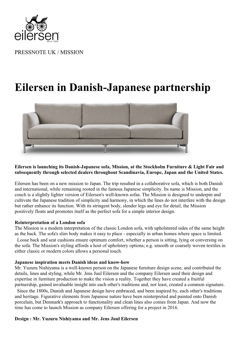 Eilersen in Danish-Japanese Partnership