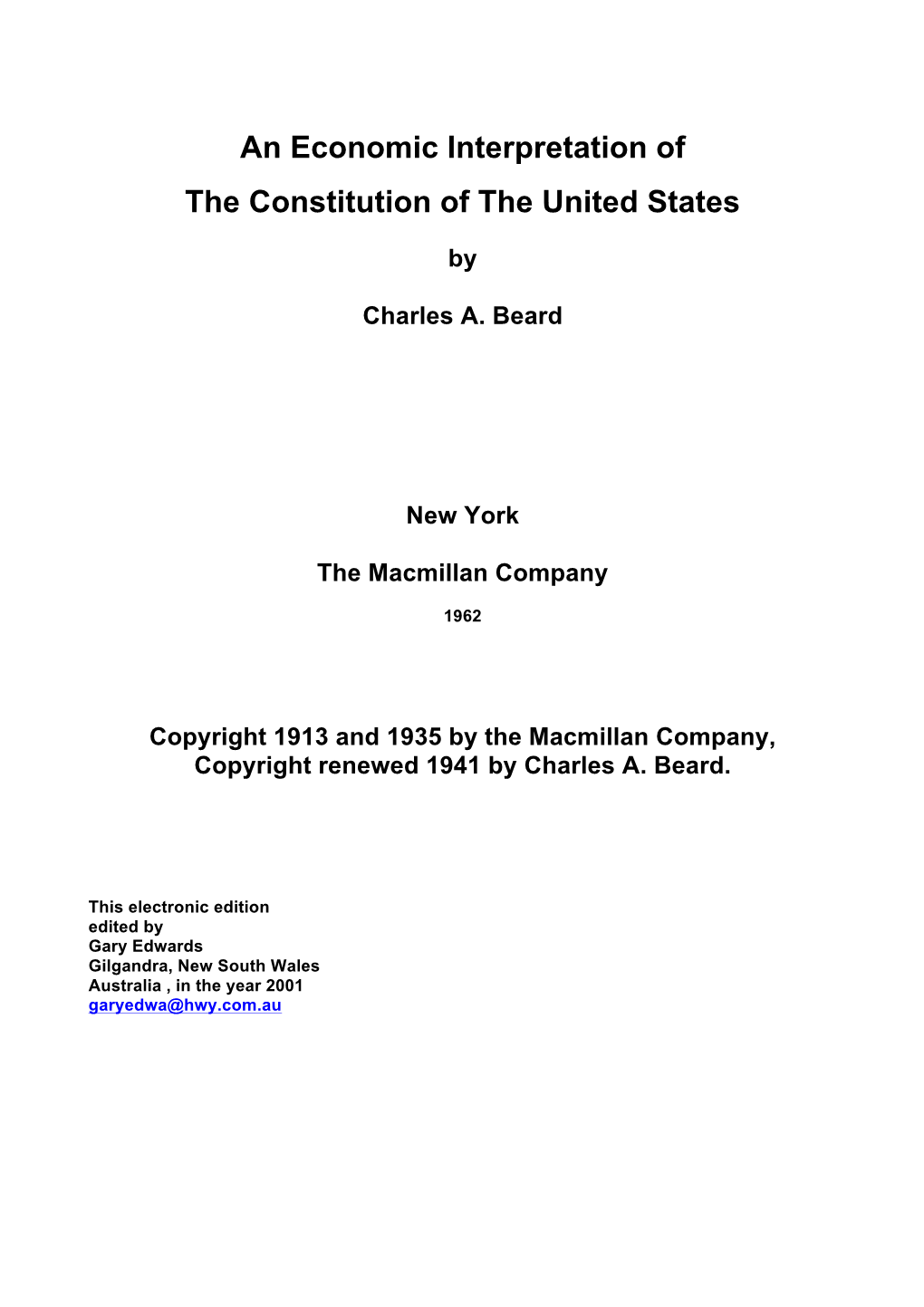 An Economic Interpretation of the Constitution of the United States