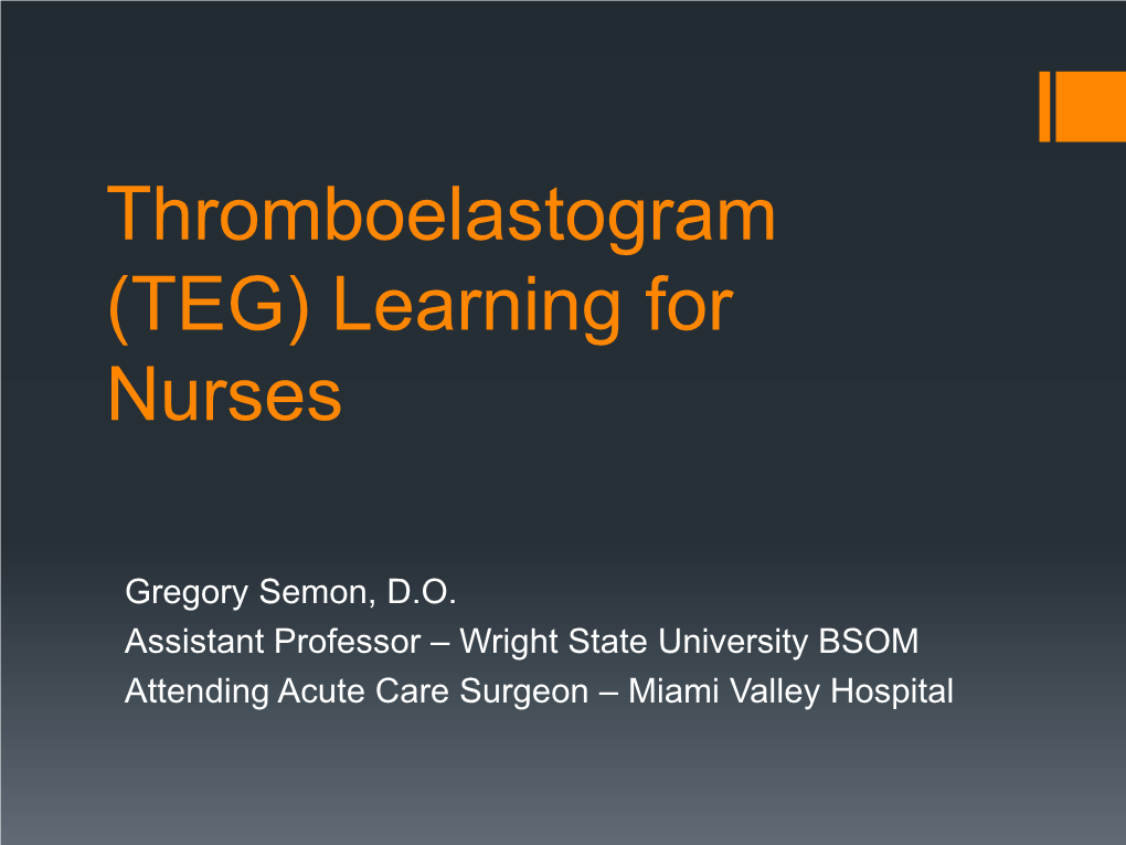 Thromboelastogram (TEG) Learning for Nurses