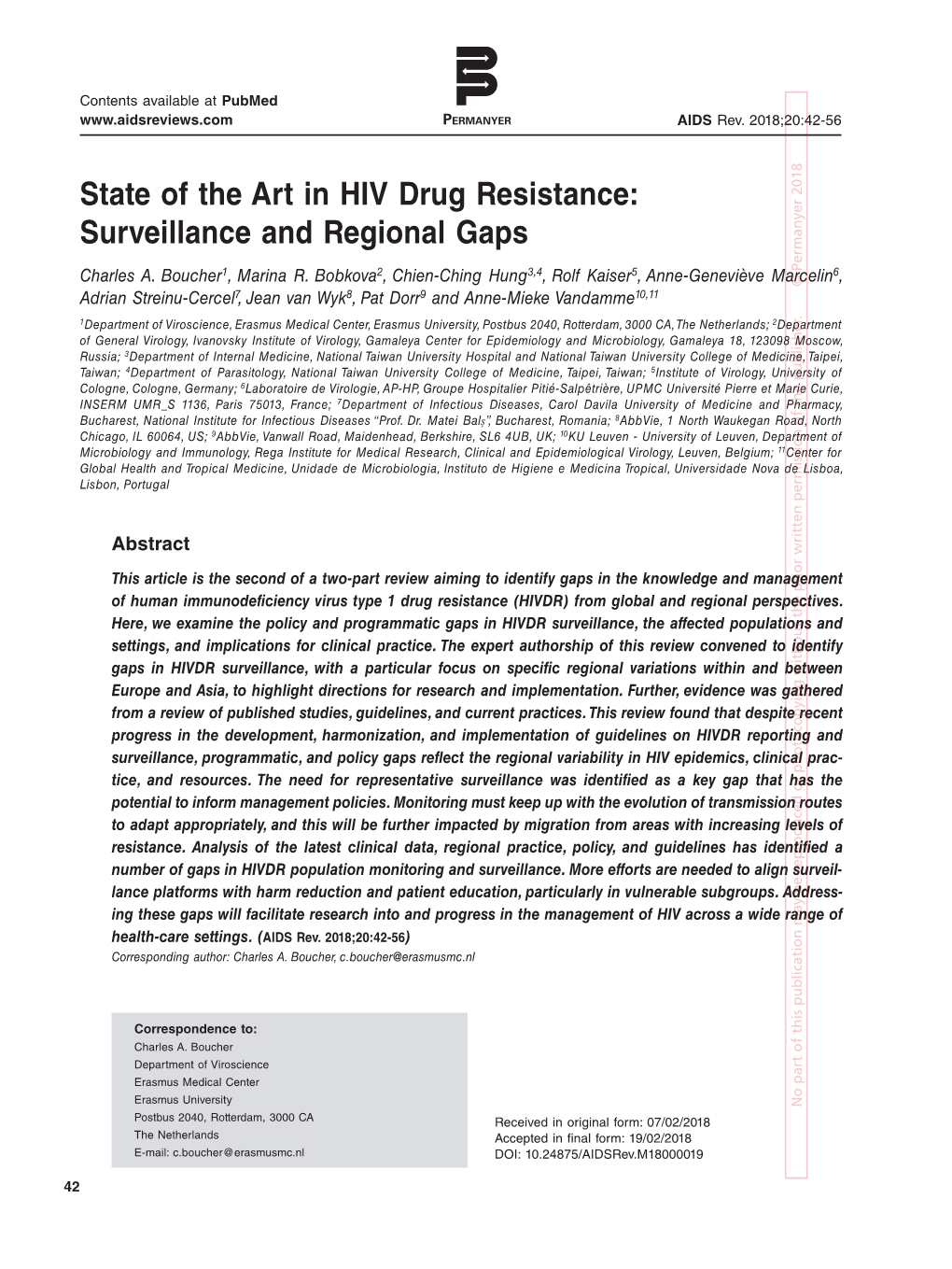 State of the Art in HIV Drug Resistance: Surveillance and Regional Gaps Charles A