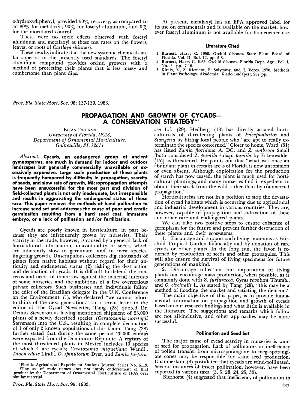 Propagation and Growth of Cycadsa Conservation