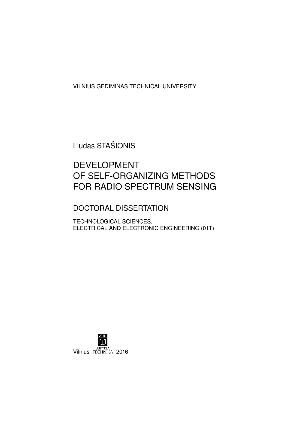 Development of Self-Organizing Methods for Radio Spectrum Sensing