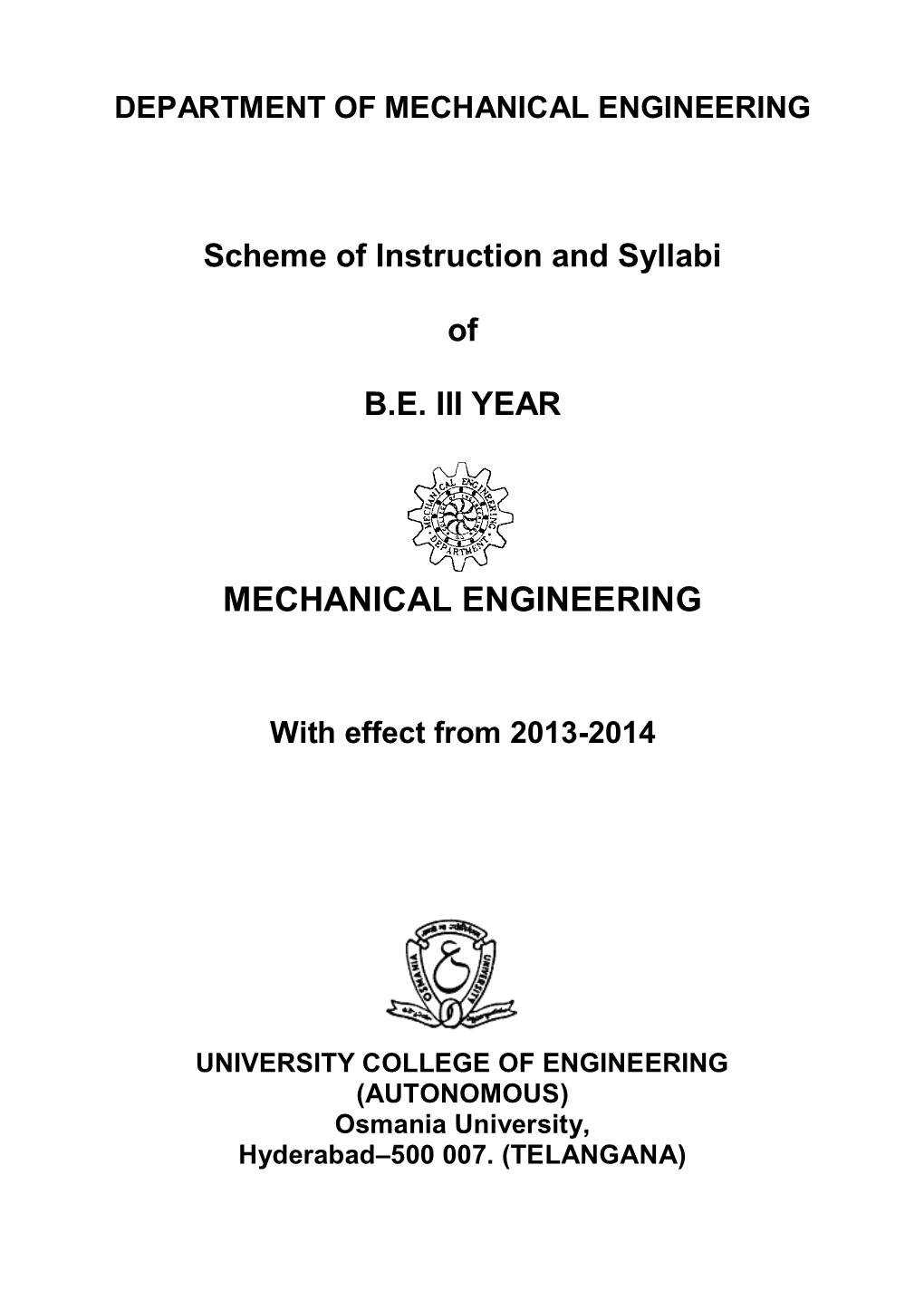 Department of Mechanical Engineering