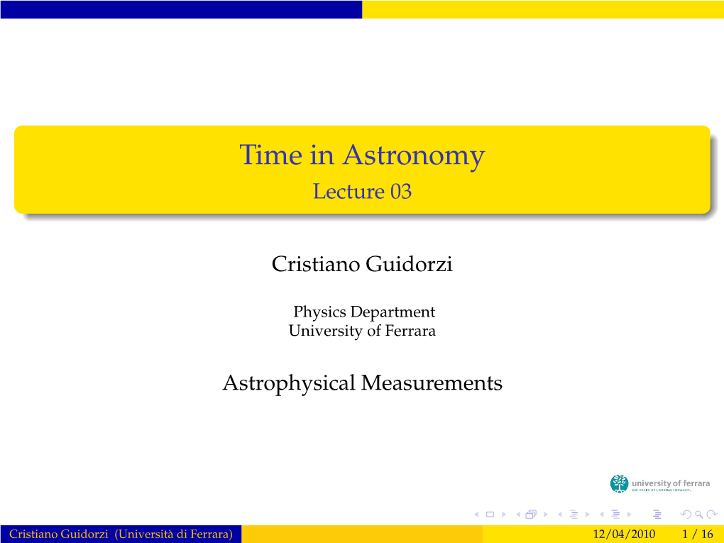 Time in Astronomy Lecture 03