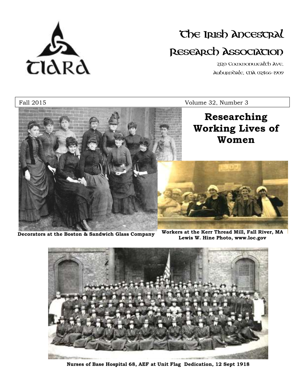 The Irish Ancestral Research Association 2120 Commonwealth Ave