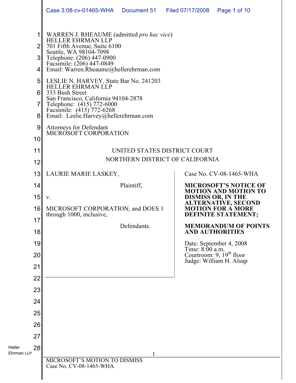 Case 3:08-Cv-01465-WHA Document 51 Filed 07/17/2008 Page 1 of 10