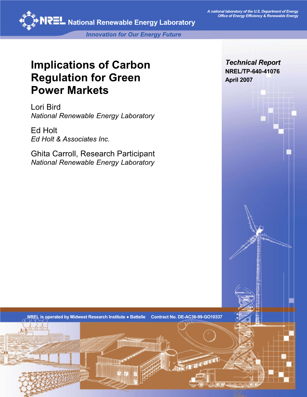 Implications of Carbon Regulation for Green Power Markets DE-AC36-99-GO10337