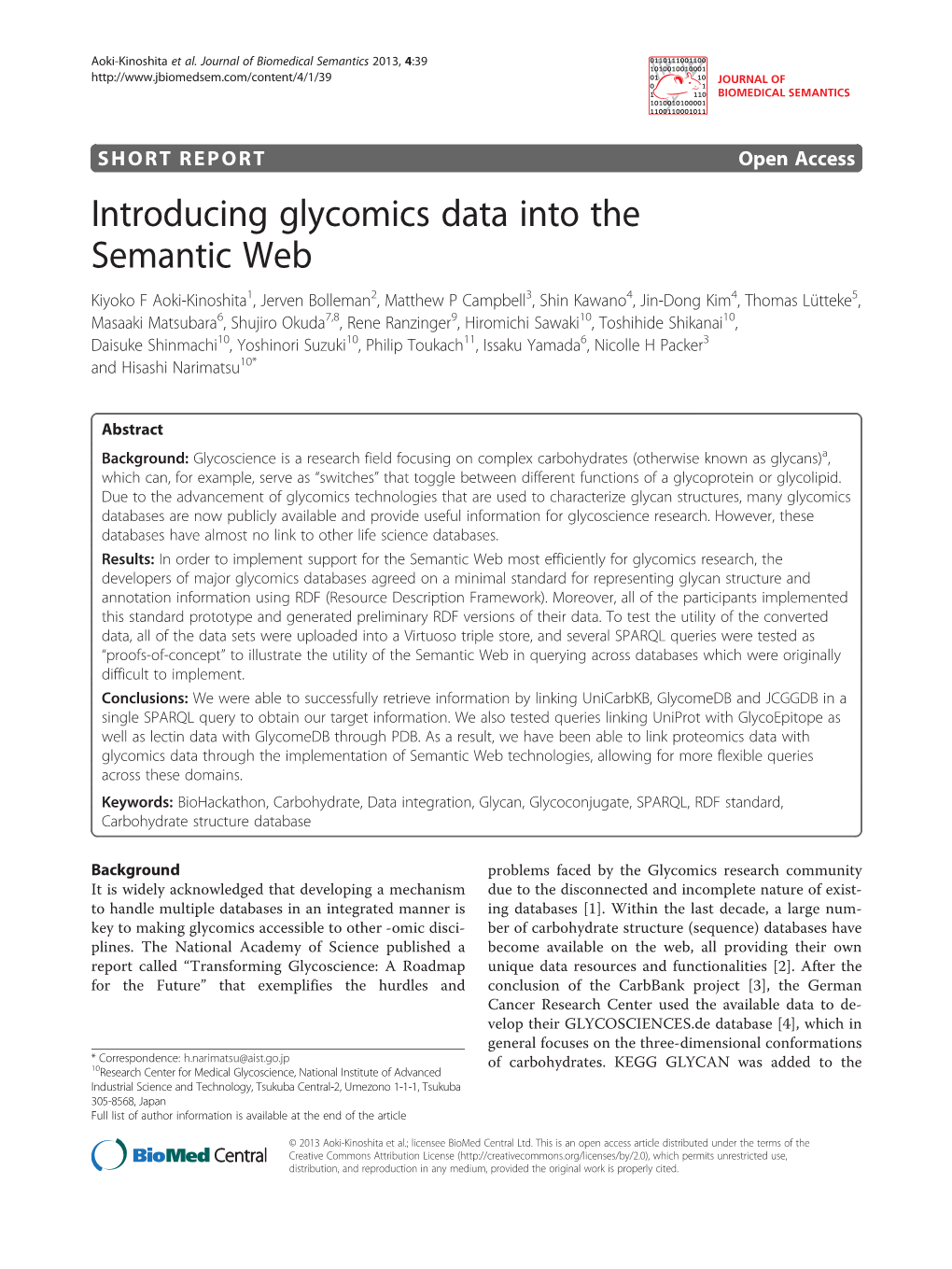 Introducing Glycomics Data Into the Semantic