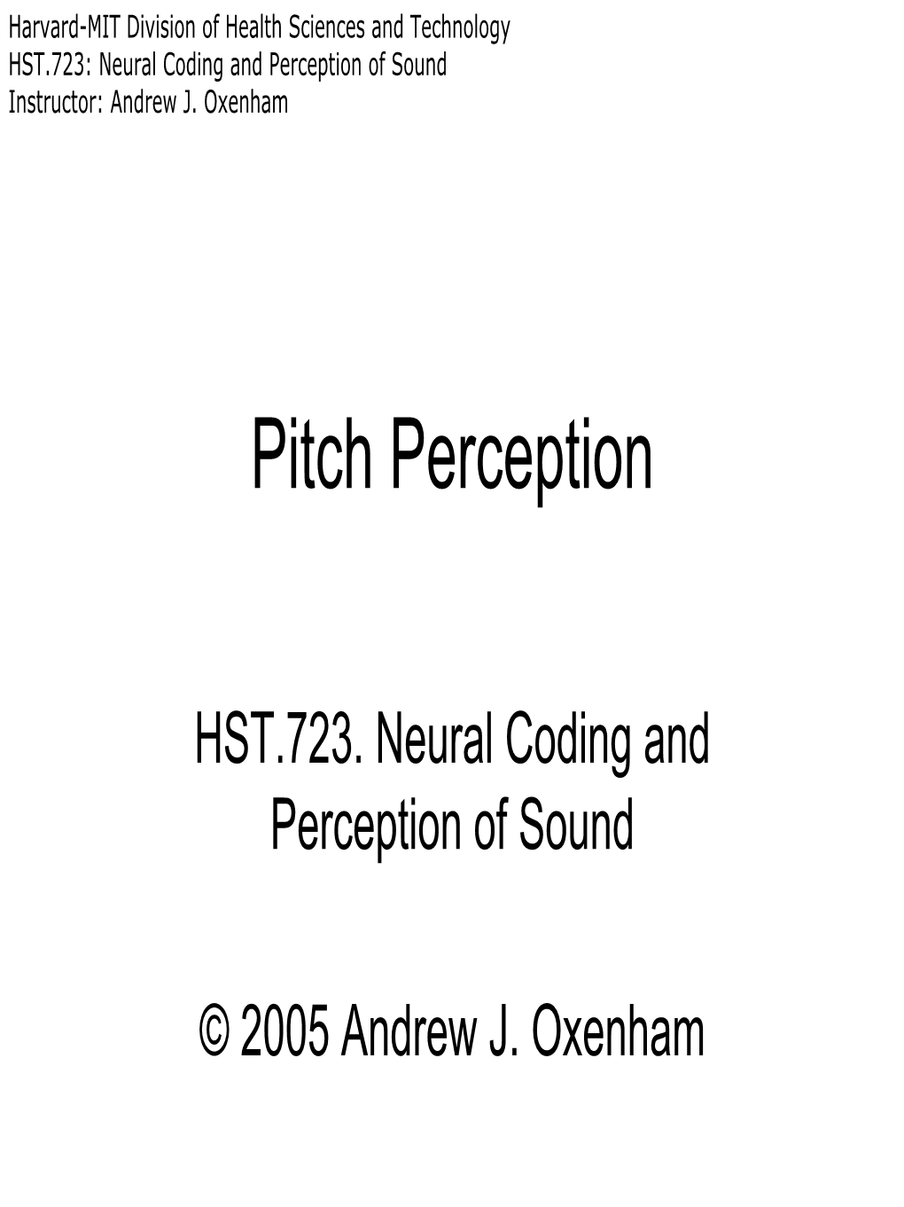 Pitch Perception