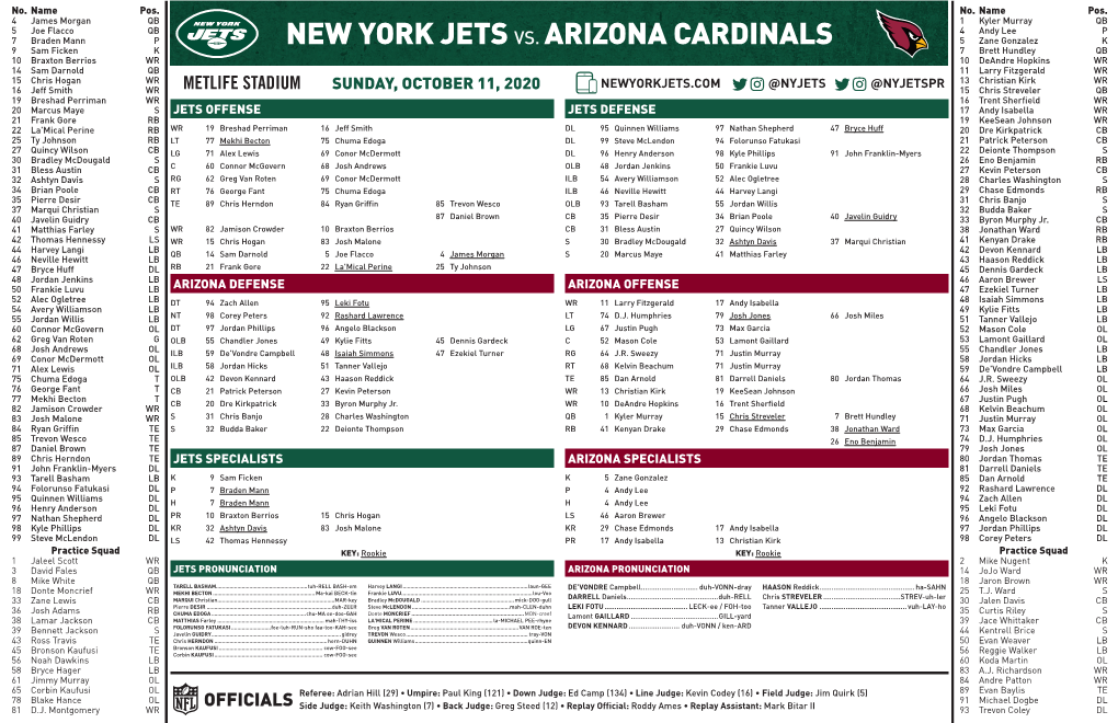 New York Jetsvs. Arizona Cardinals