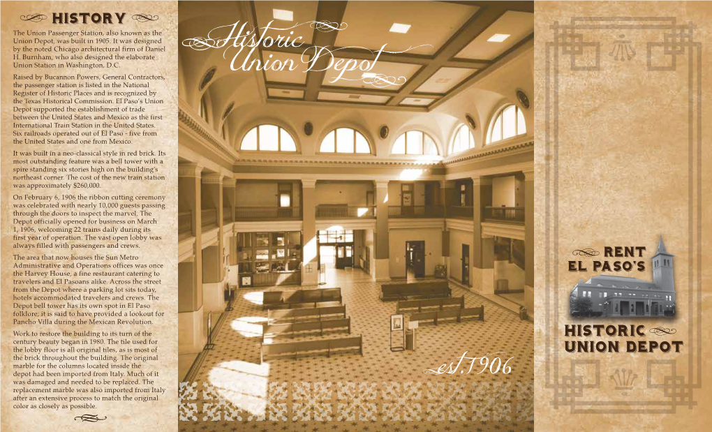 Historic Union Depot Is Available for Lease by the Later Than 30 Days Prior to the Event