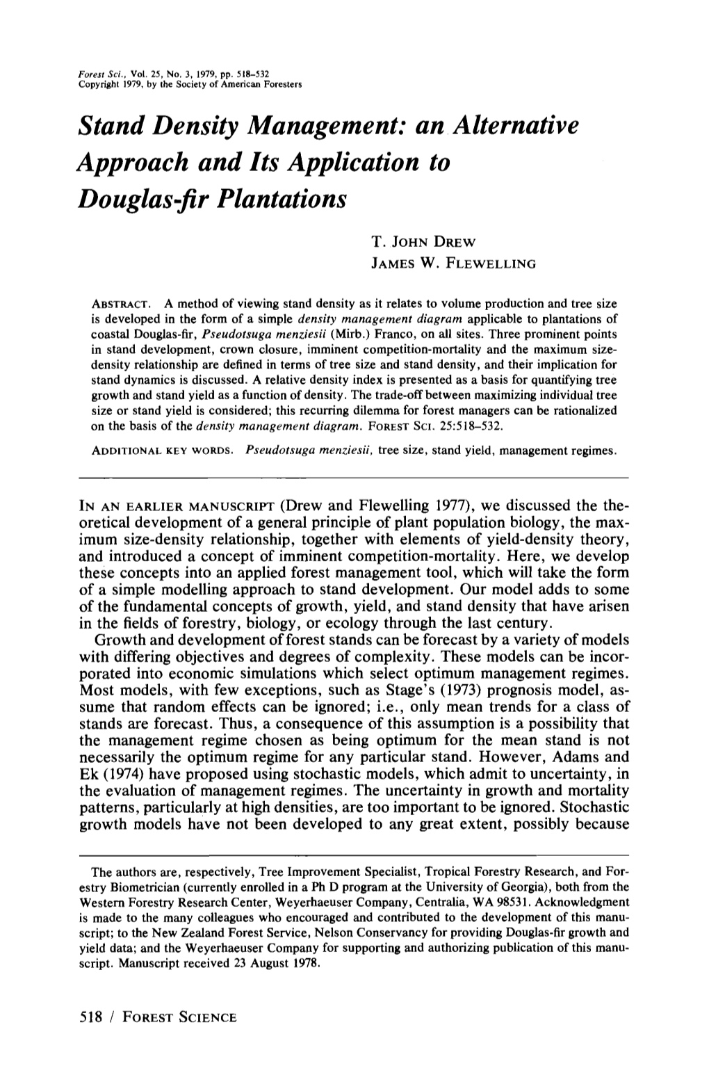 Stand Density Management: an Alternative Approach and Its Application to Douglas-Fir Plantations