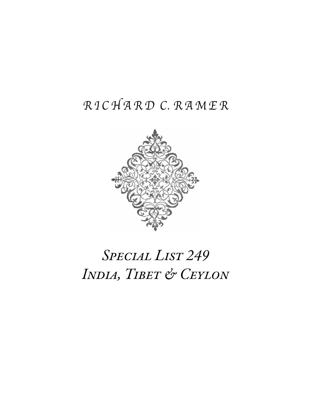 Special List 249 India, Tibet & Ceylon