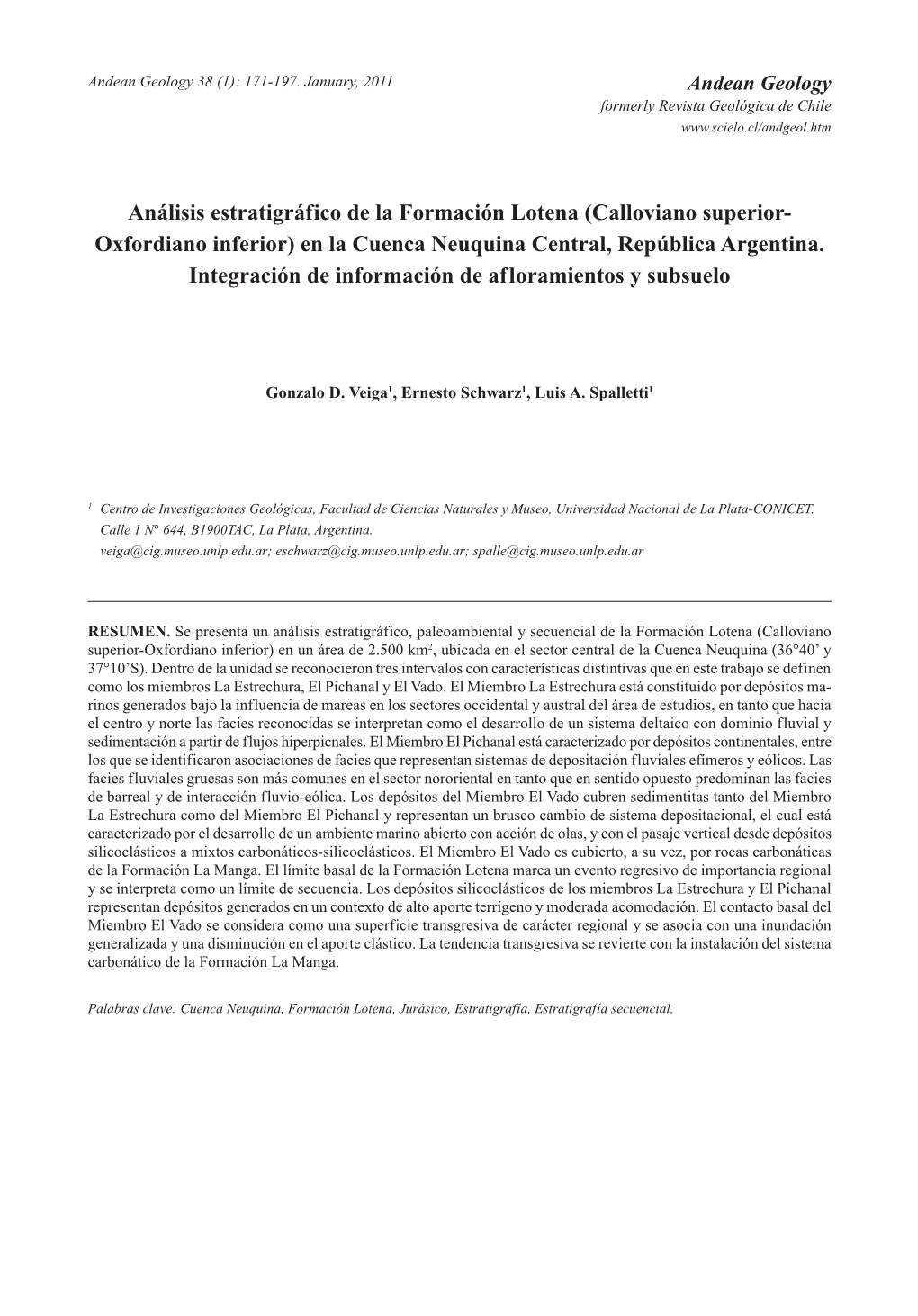 Análisis Estratigráfico De La Formación Lotena (Calloviano Superior- Oxfordiano Inferior) En La Cuenca Neuquina Central, República Argentina