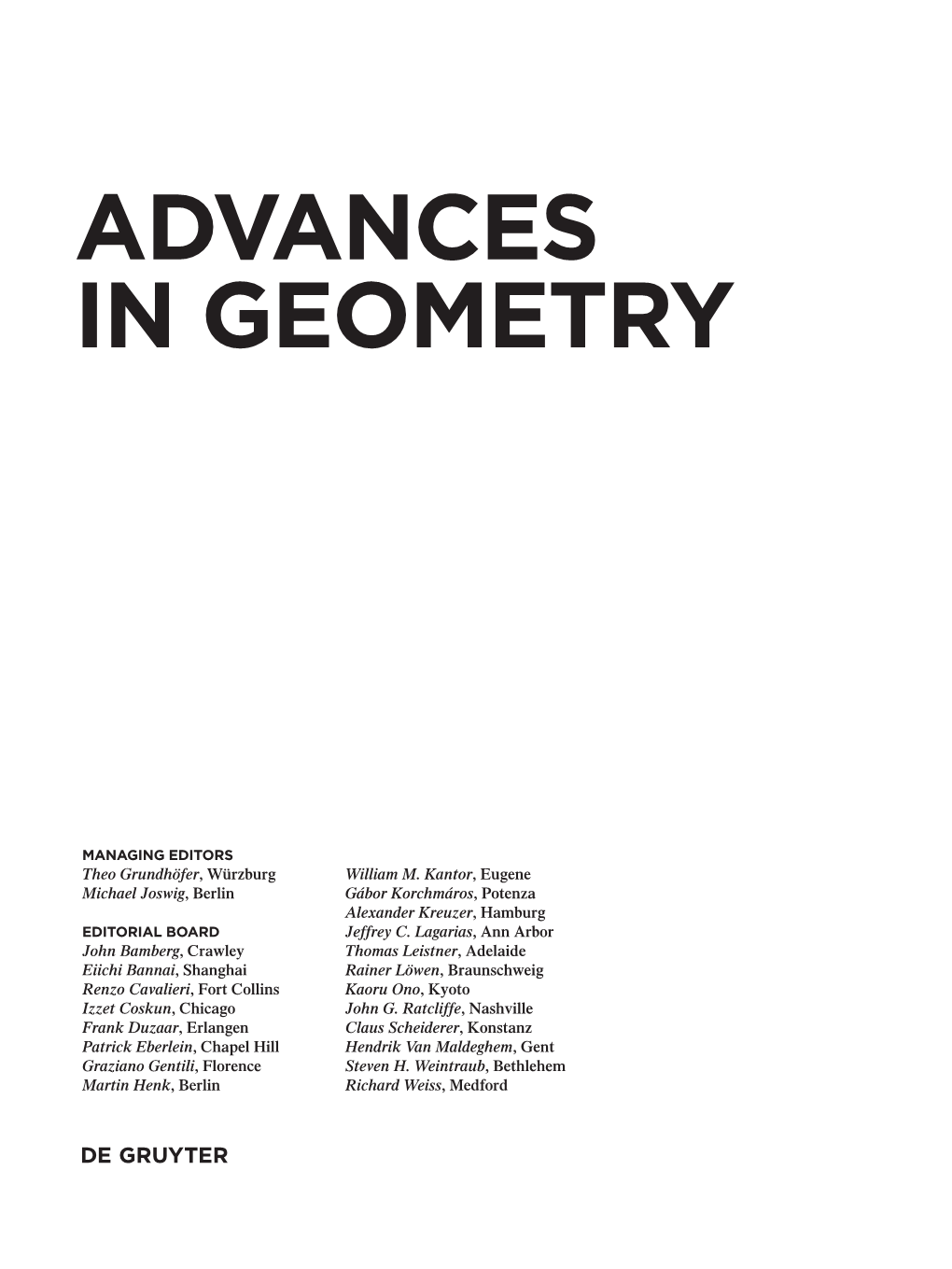 Advances in Geometry