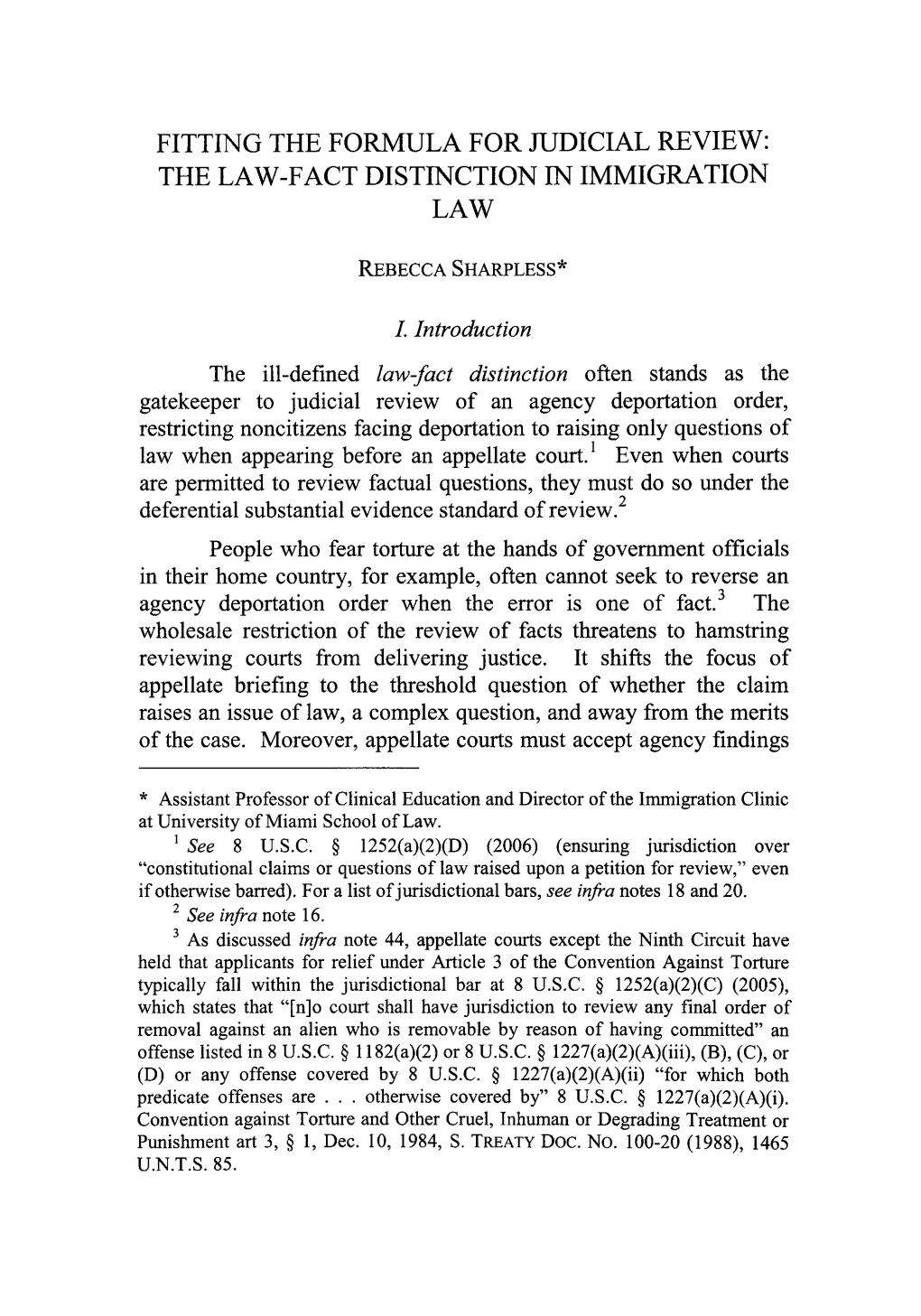 Fitting the Formula for Judicial Review: the Law-Fact Distinction in Immigration Law