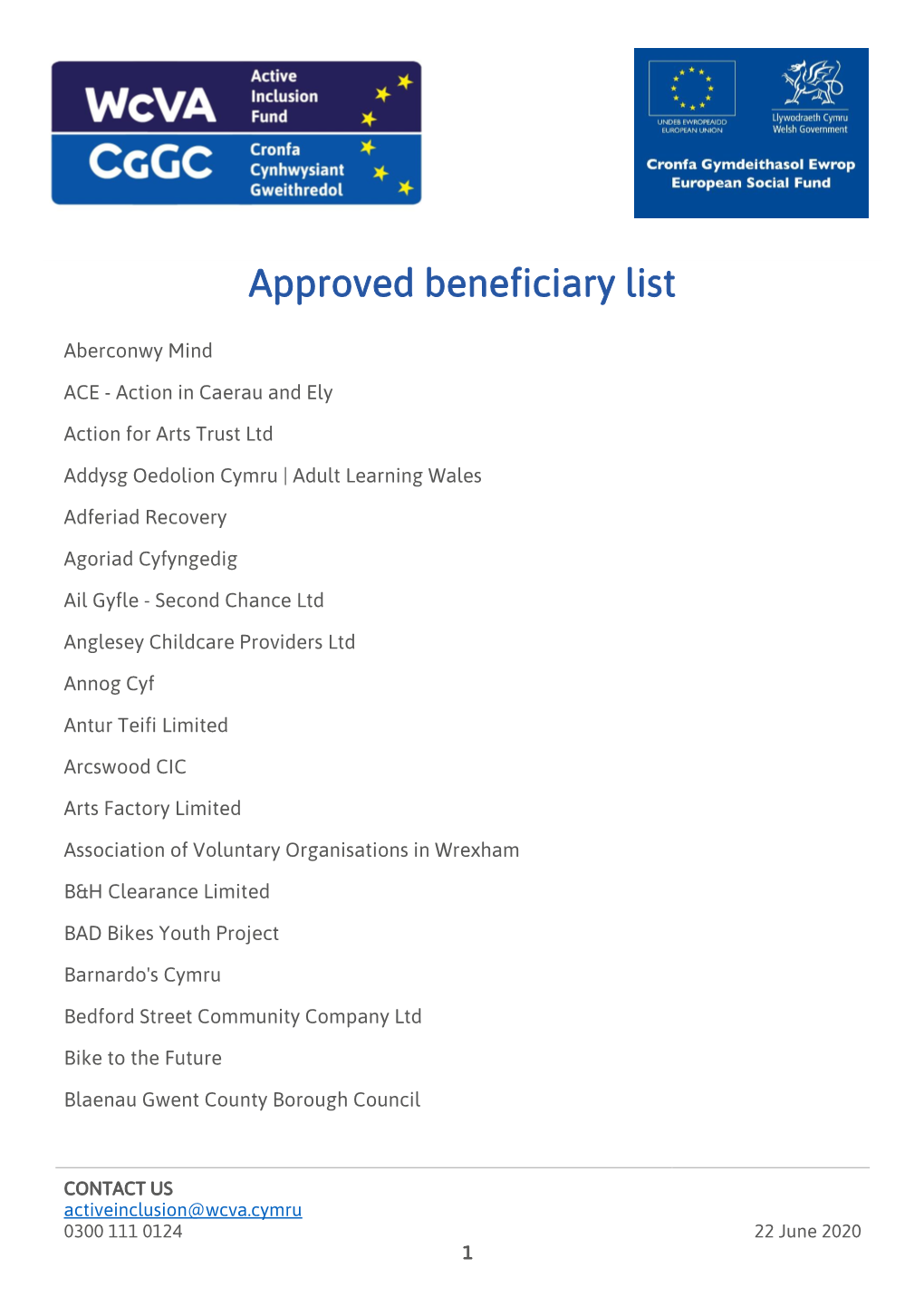 Approved Beneficiary List