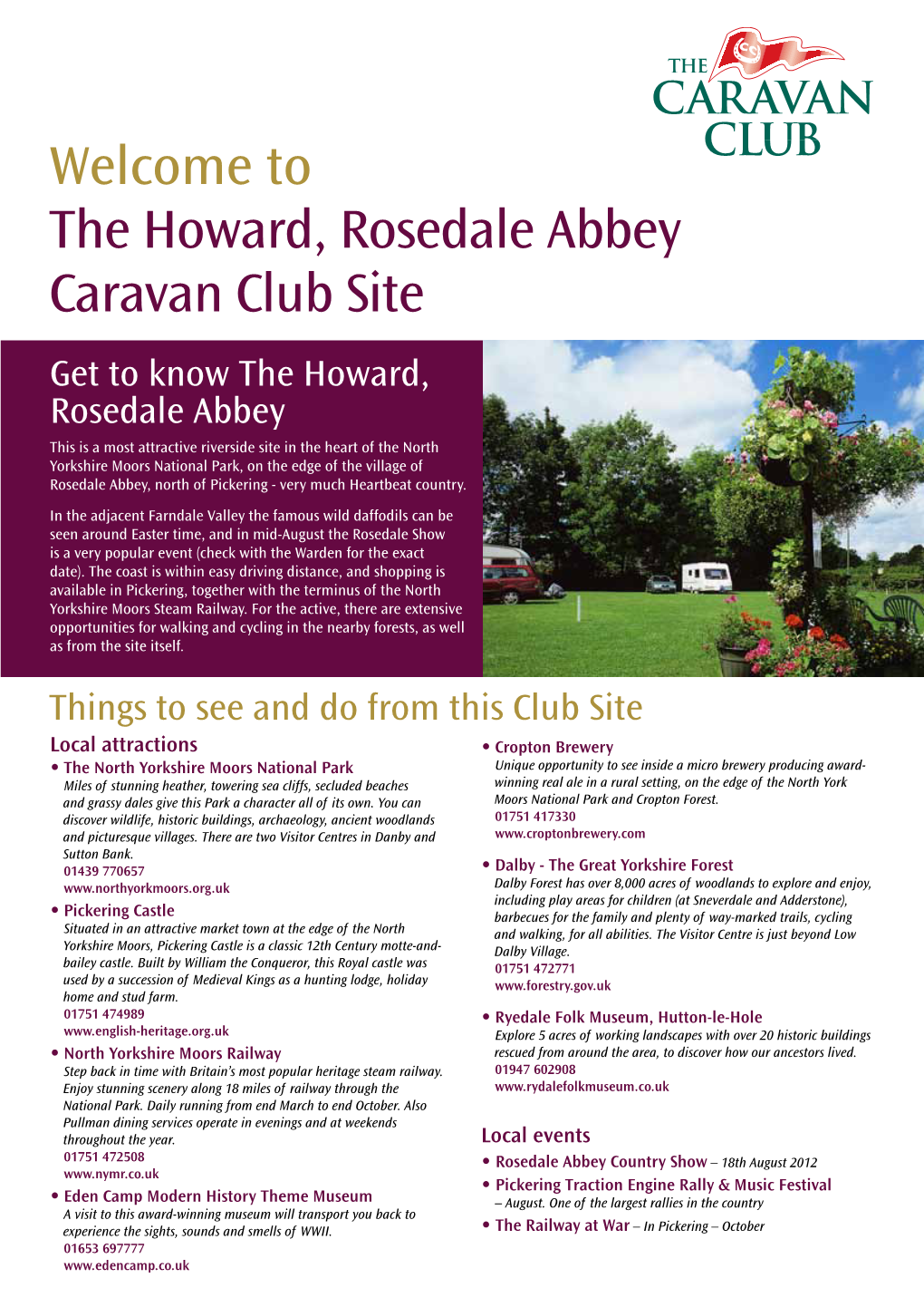 Welcome to the Howard, Rosedale Abbey Caravan Club Site