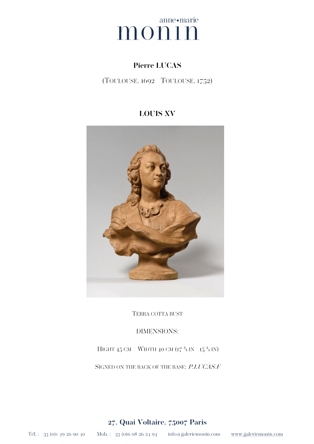 Louis XV Terracotta Bust