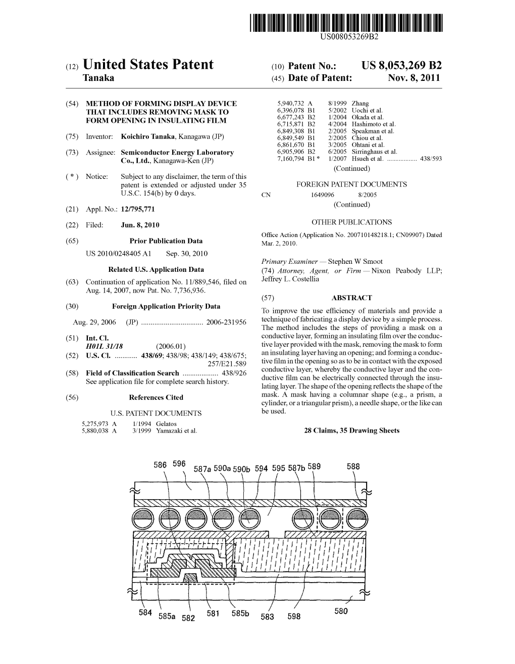 (12) United States Patent (10) Patent No.: US 8,053,269 B2 Tanaka (45) Date of Patent: Nov