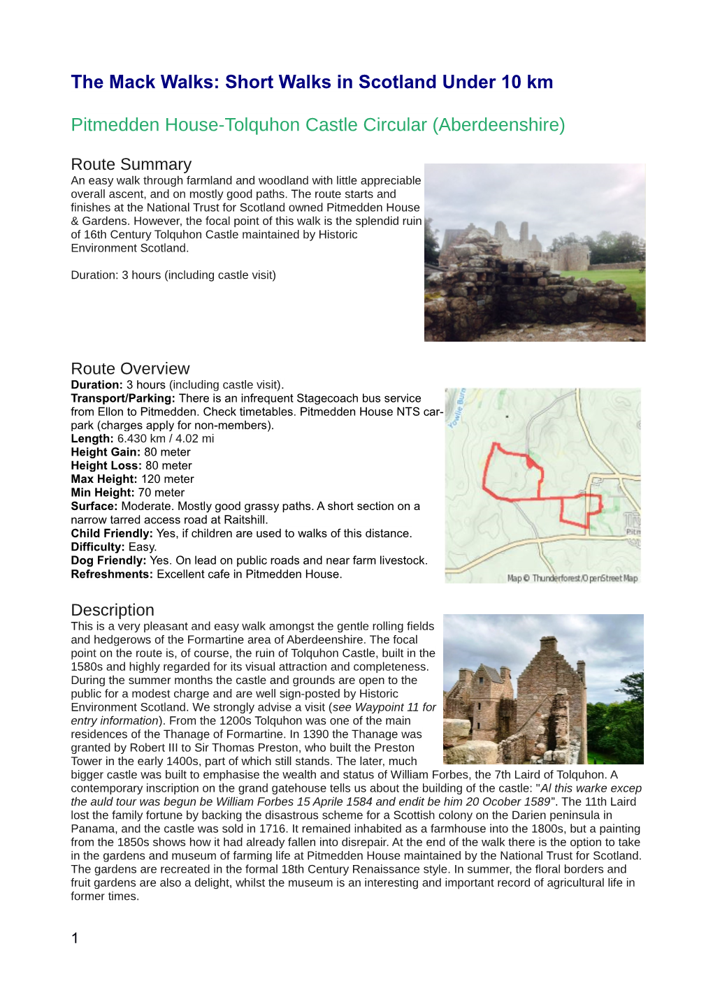 The Mack Walks: Short Walks in Scotland Under 10 Km Pitmedden House-Tolquhon Castle Circular (Aberdeenshire)