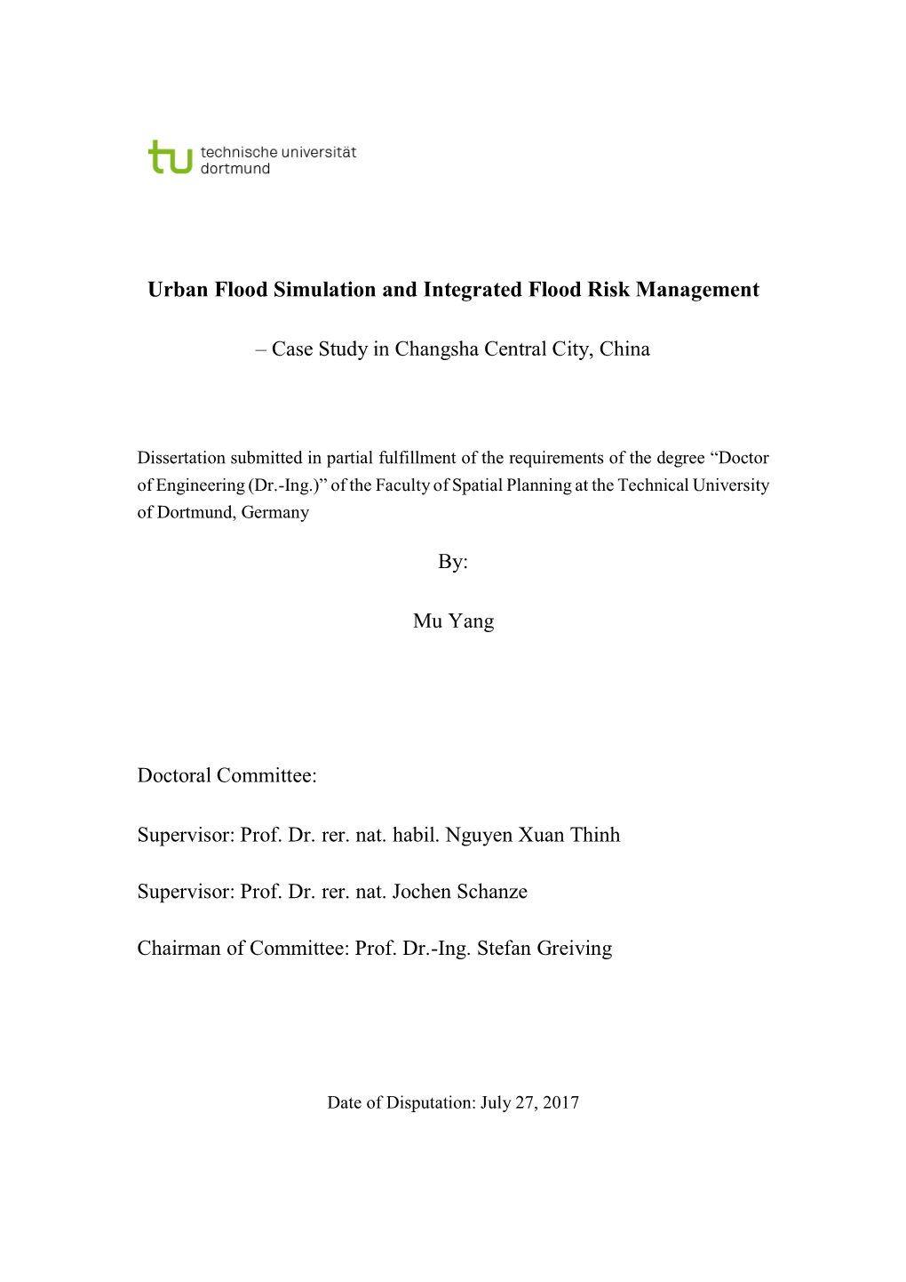 Urban Flood Simulation and Integrated Flood Risk Management