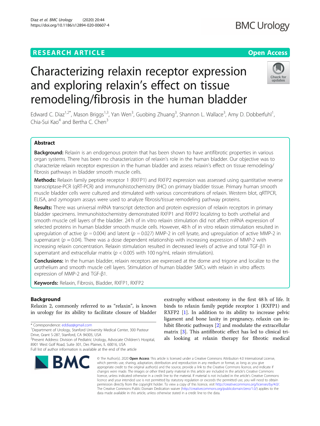 Characterizing Relaxin Receptor Expression and Exploring Relaxin's