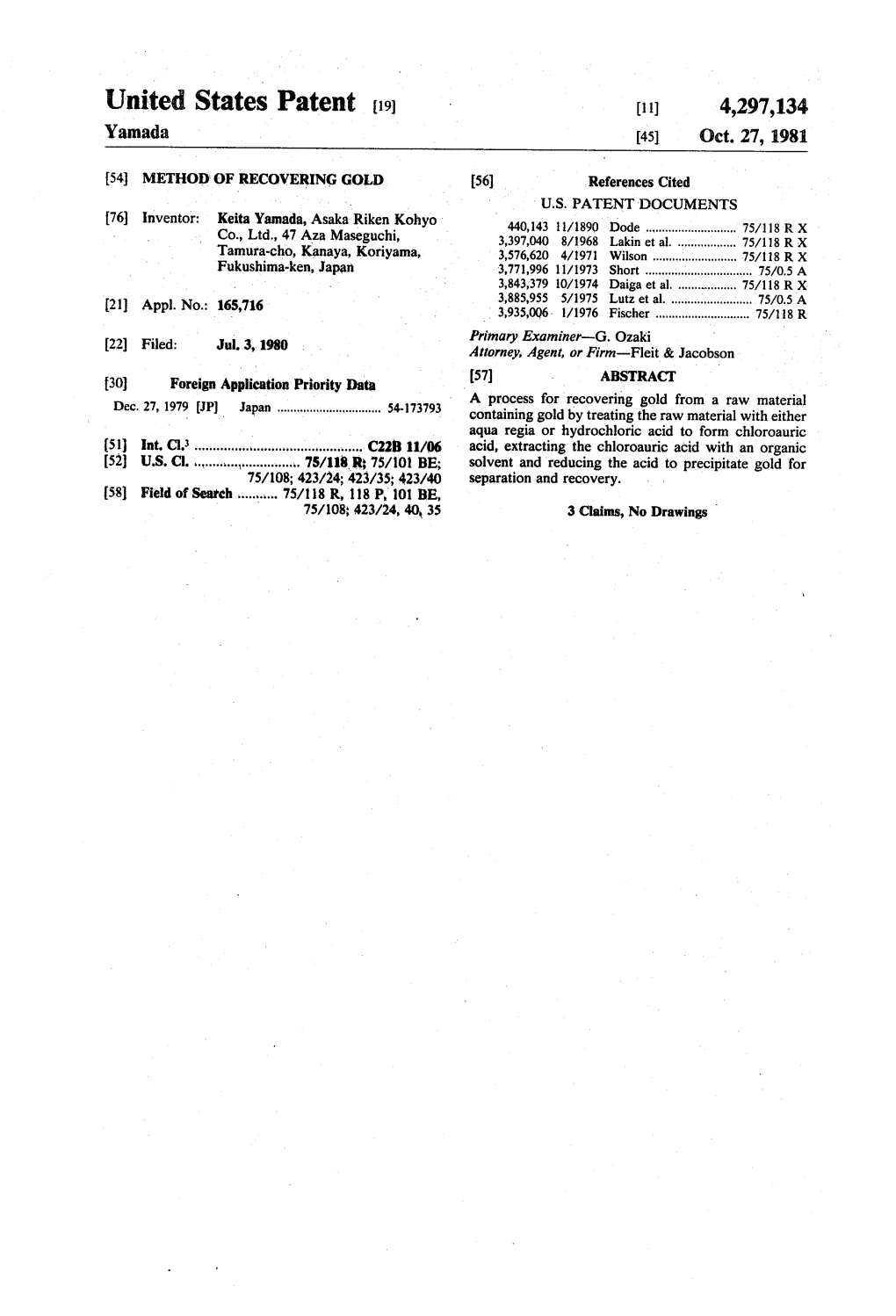 United States Patent 1191 [11] 4,297,134 Yamada [45] Oct