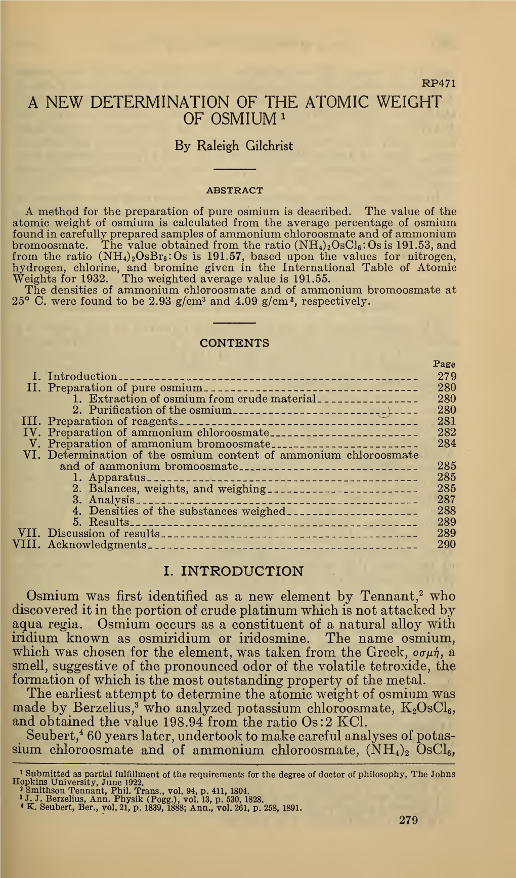 A New Determination of the Atomic Weight of Osmium »