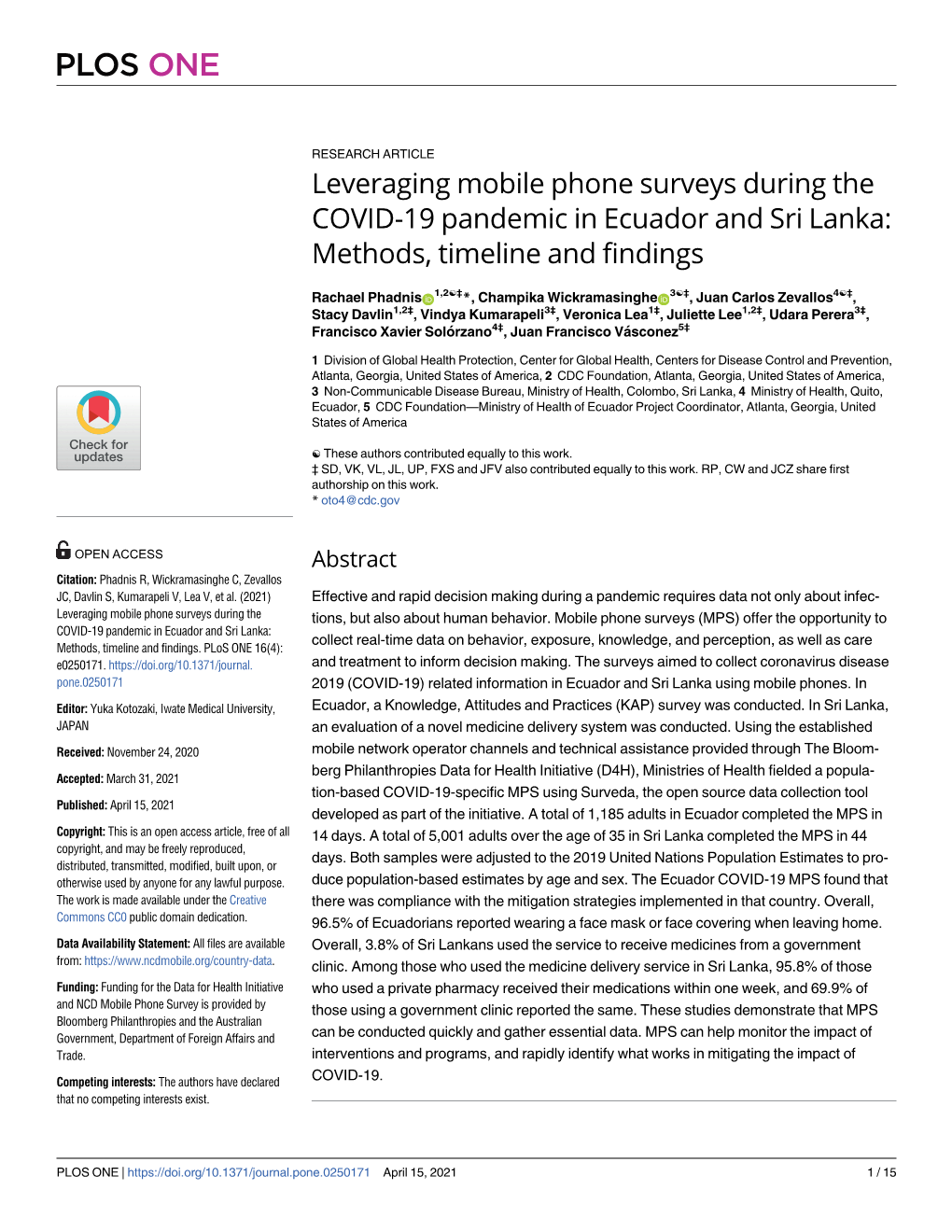 Leveraging Mobile Phone Surveys During the COVID-19 Pandemic in Ecuador and Sri Lanka: Methods, Timeline and Findings