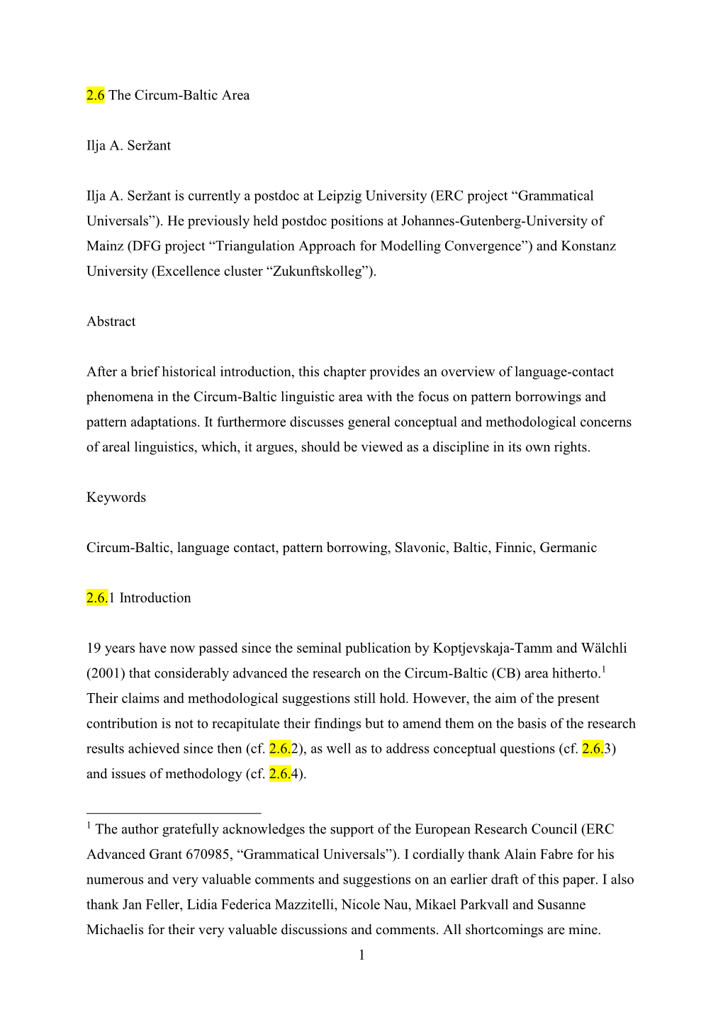 ERC Project “Grammatical Universals”)