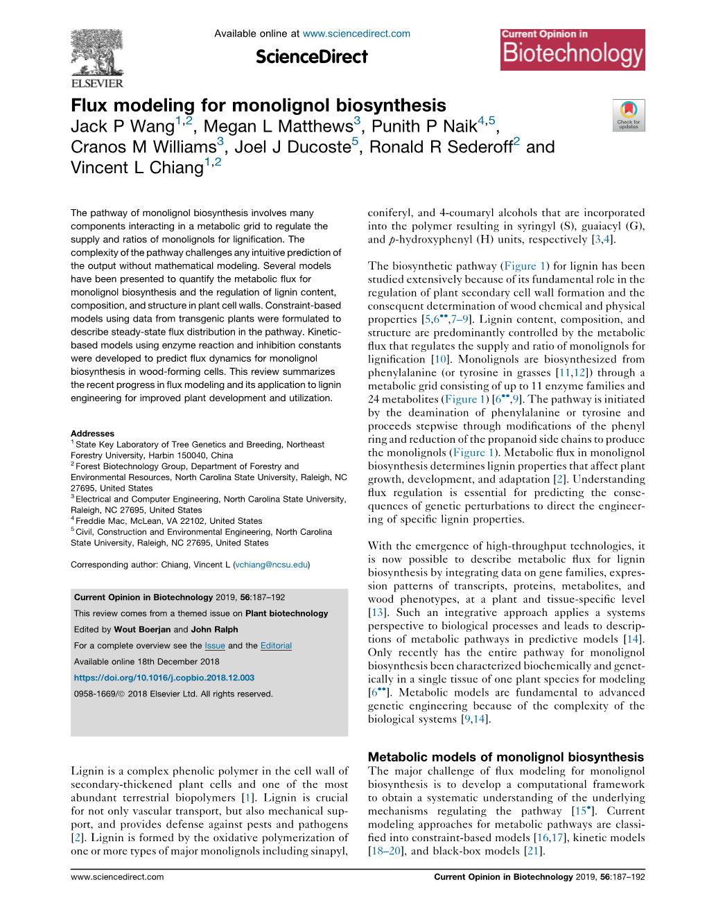 Flux Modeling for Monolignol Biosynthesis