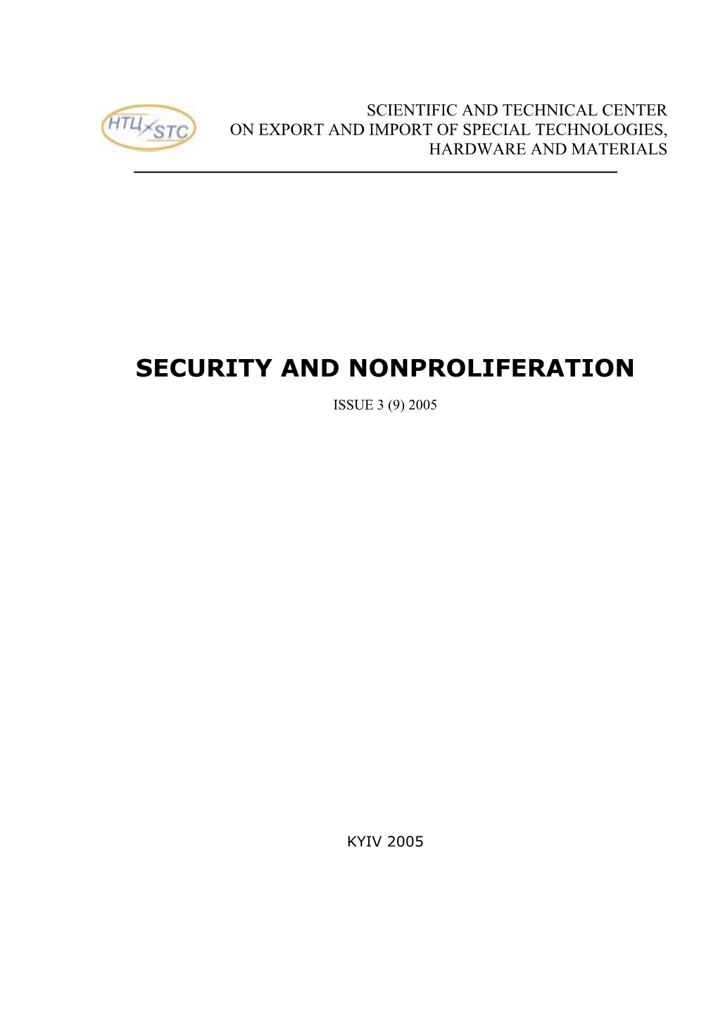 Security and Nonproliferation