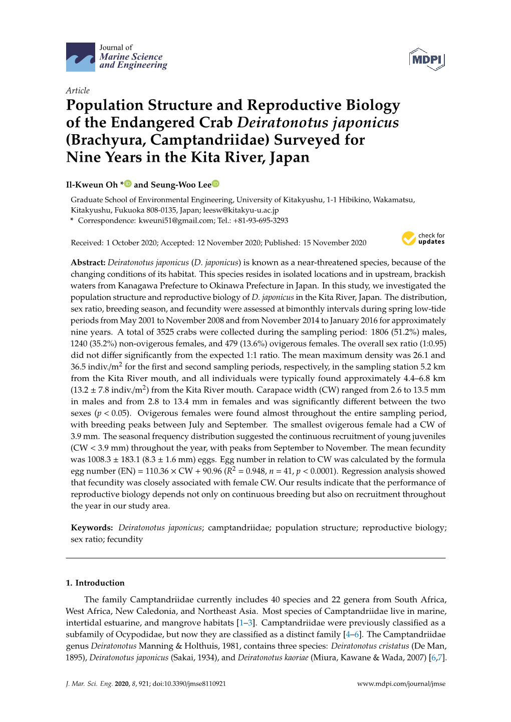 Population Structure and Reproductive Biology of The