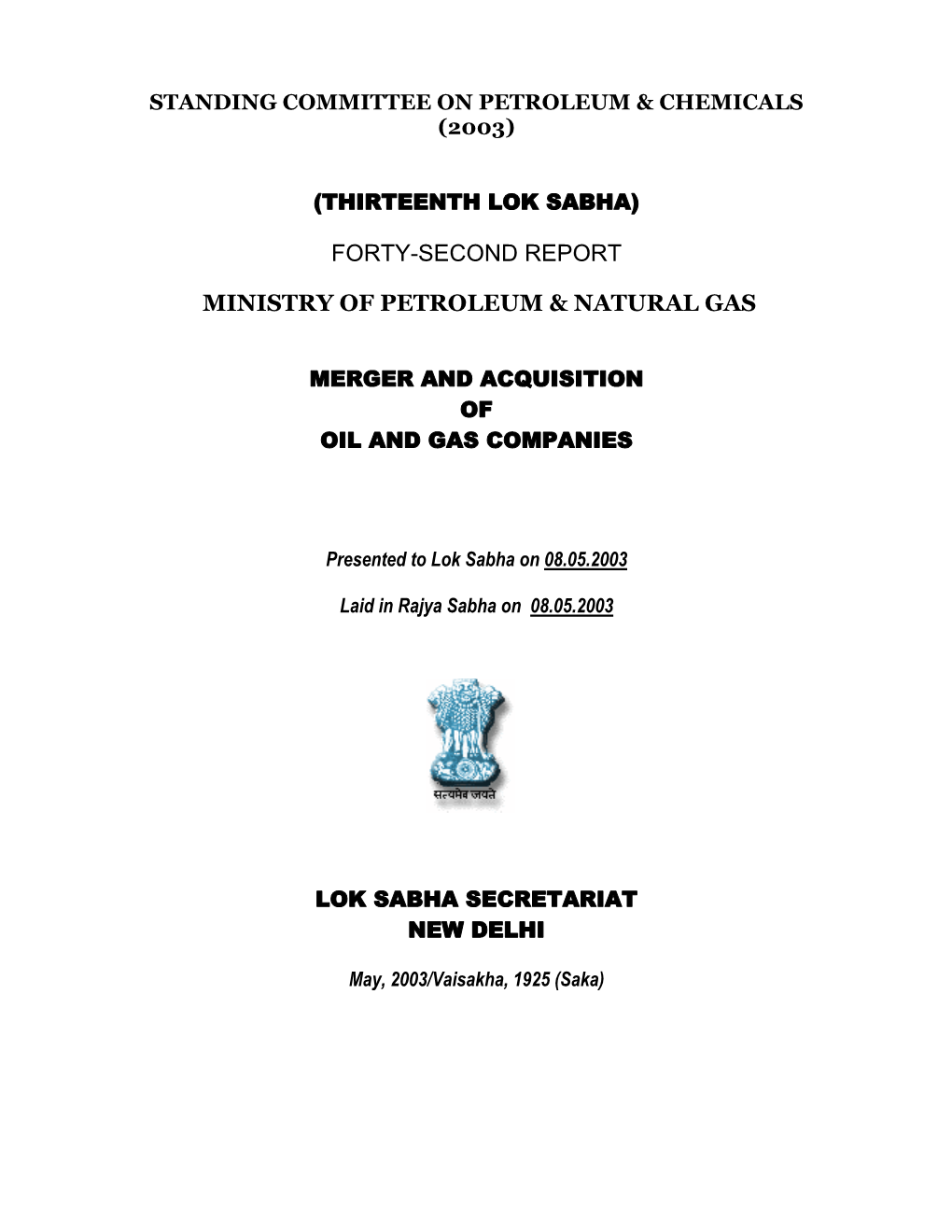 Forty-Second Report Ministry of Petroleum & Natural
