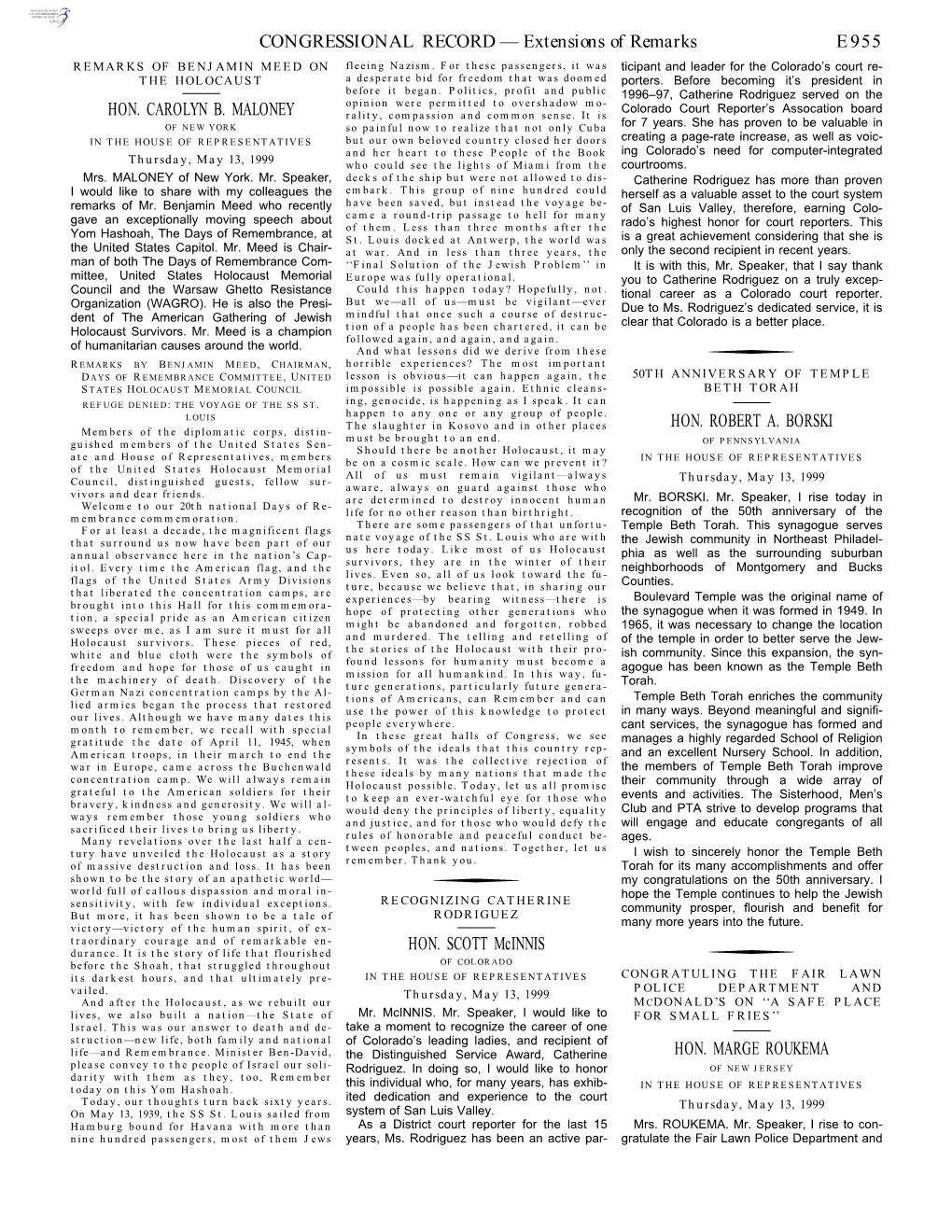 CONGRESSIONAL RECORD— Extensions of Remarks E955 HON