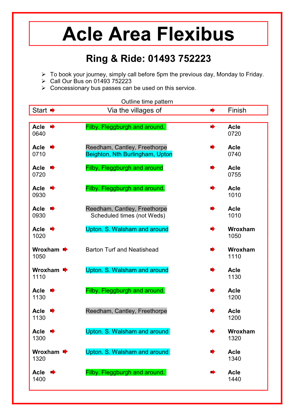 Acle Flexi Bus Routine