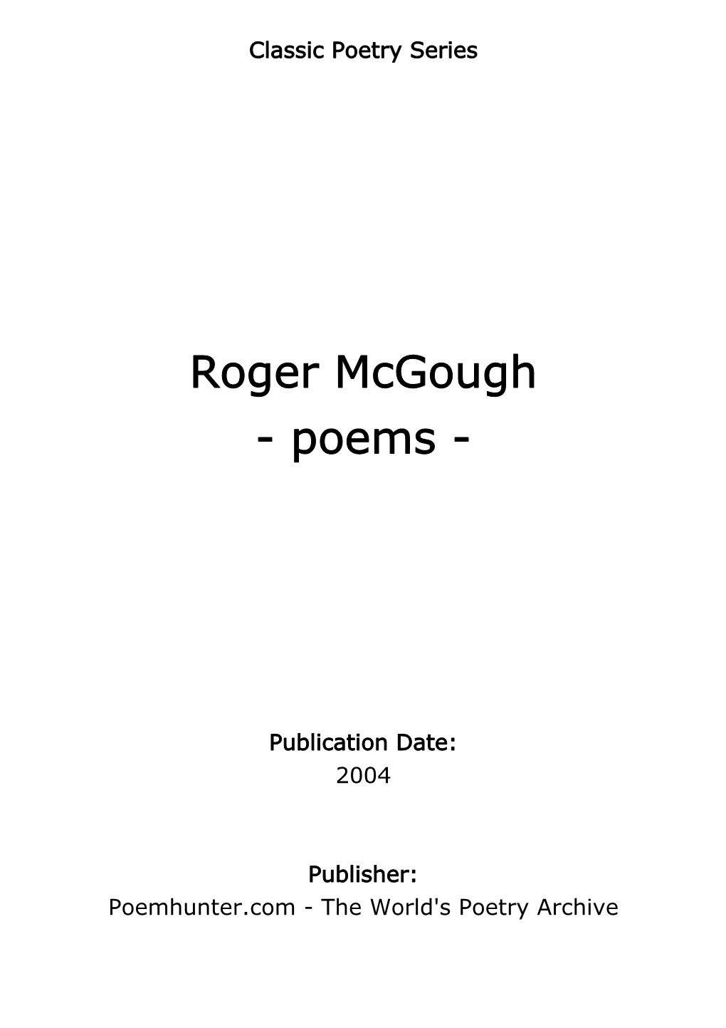Roger Mcgough - Poems