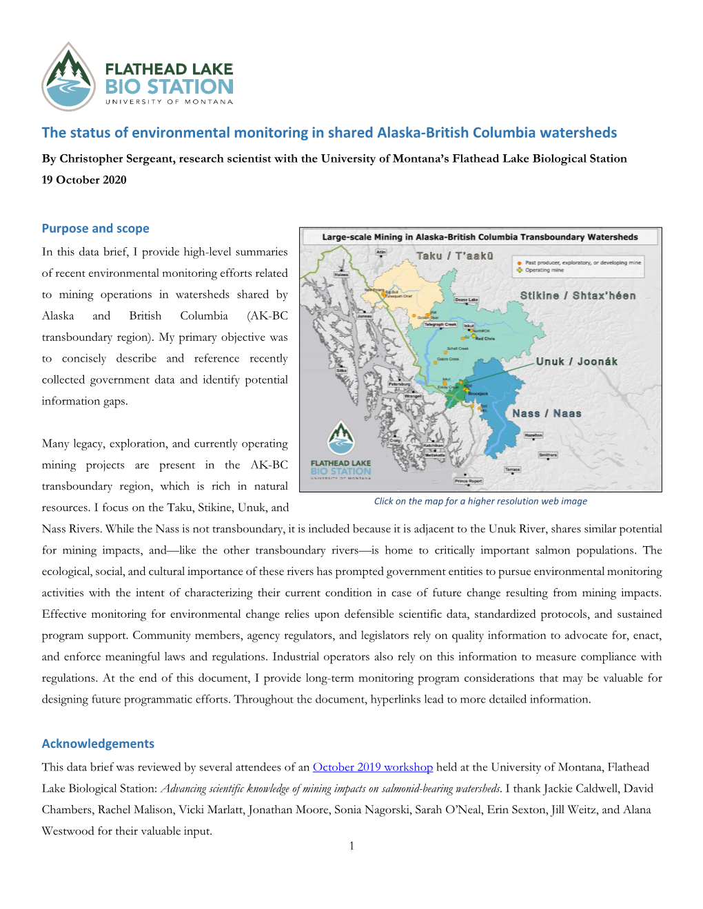 The Status of Environmental Monitoring in Shared Alaska-British Columbia Watersheds