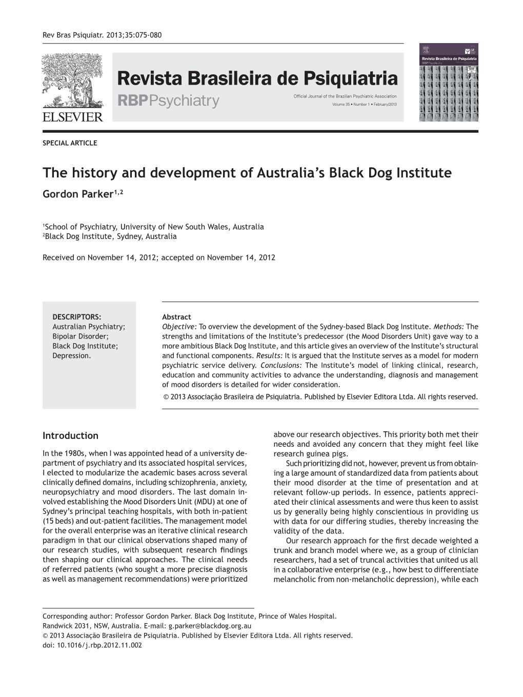 The History and Development of Australia's Black Dog Institute