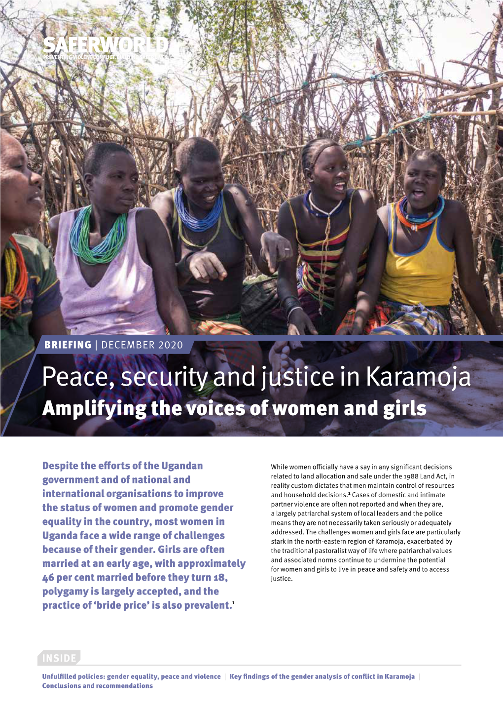 Peace, Security and Justice in Karamoja Amplifying the Voices of Women and Girls