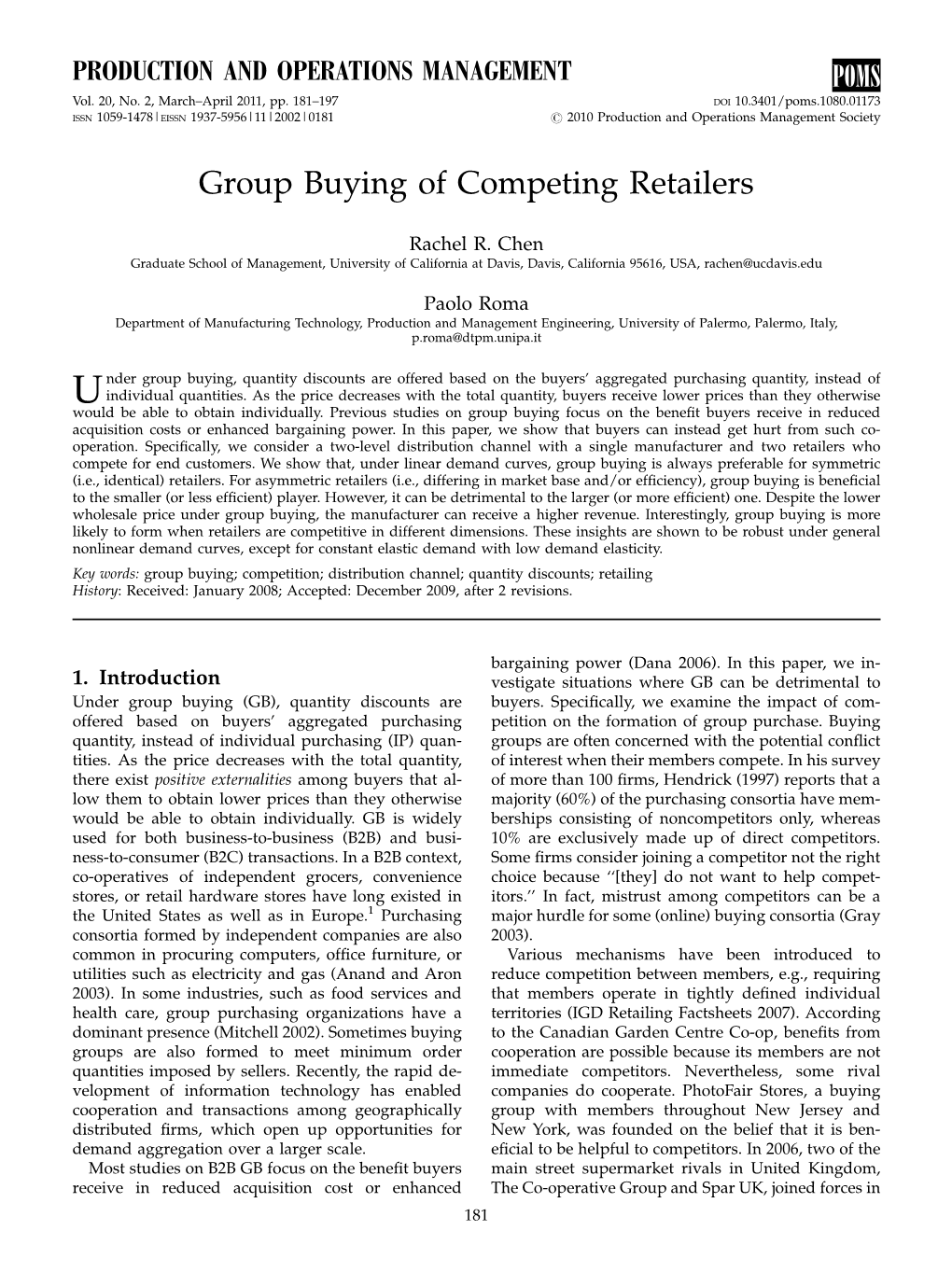 Group Buying of Competing Retailers