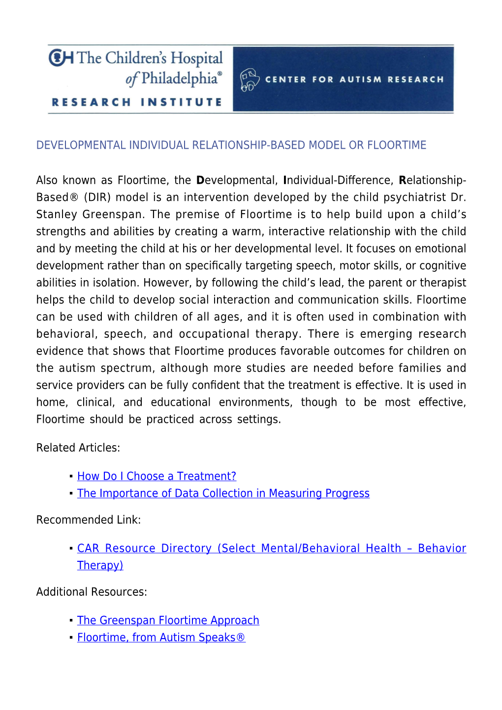 Developmental Individual Relationship-Based Model Or Floortime