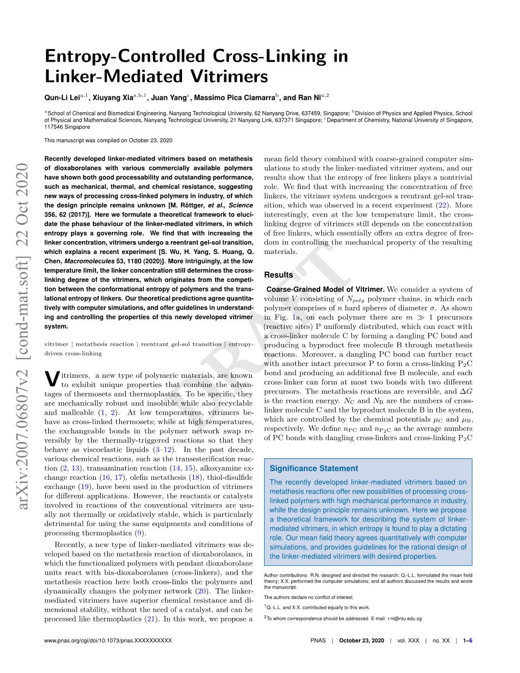 Entropy-Controlled Cross-Linking in Linker-Mediated Vitrimers