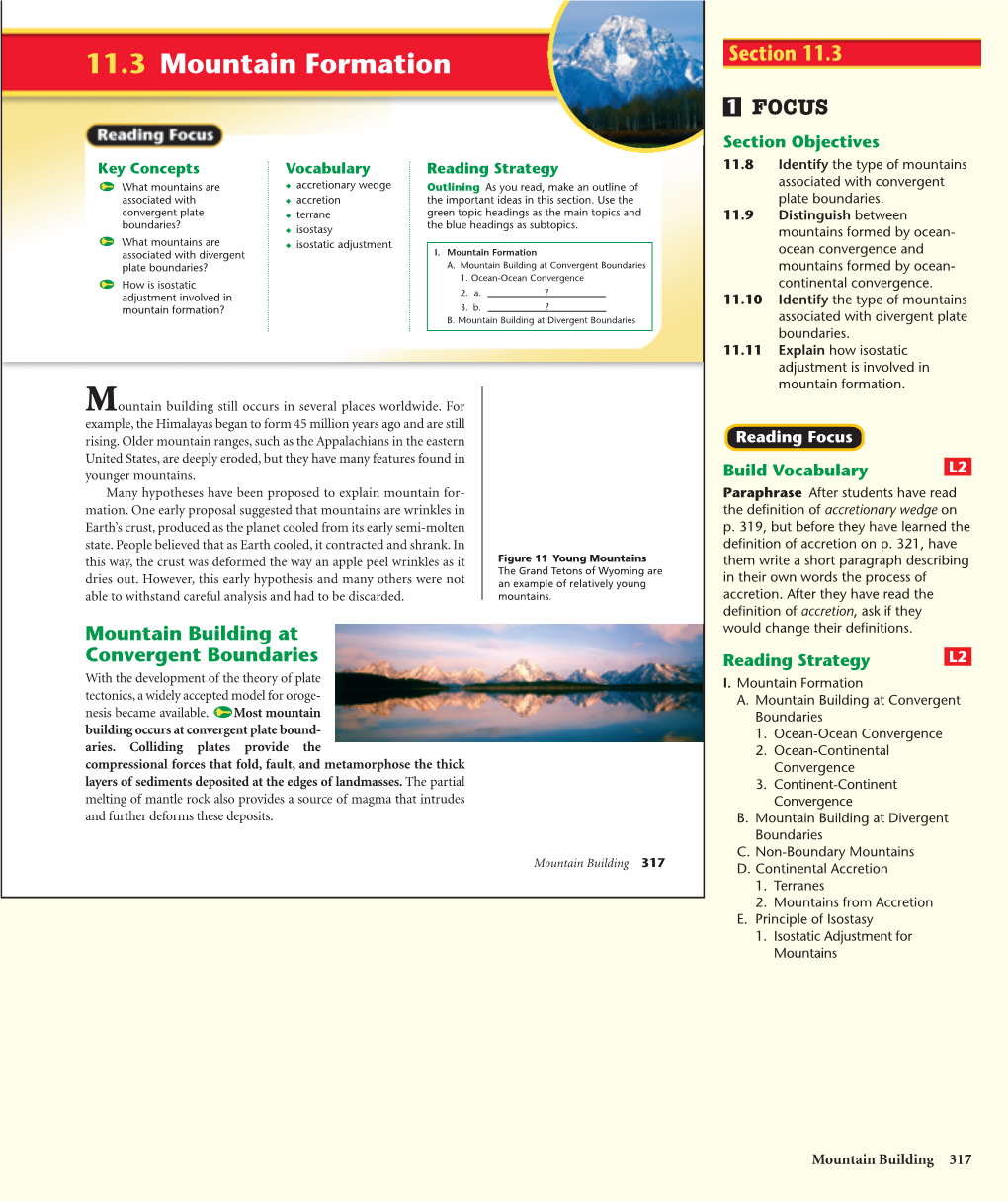11.3 Mountain Formation